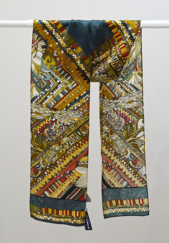 шарф "Густой орнамент" 20х175 см, 100% шёлк