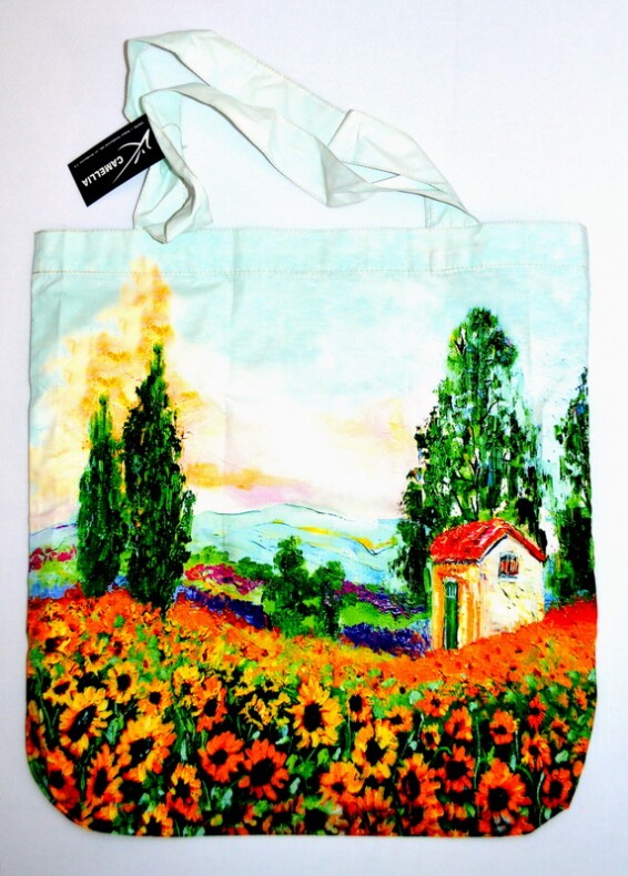 Эко-сумка с полной печатью "Пейзаж с подсолнухами"