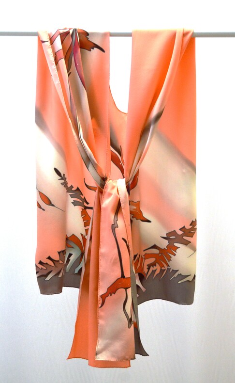 Типпет "Тропикана " оранжевый, 100% шёлк, ручная роспись
